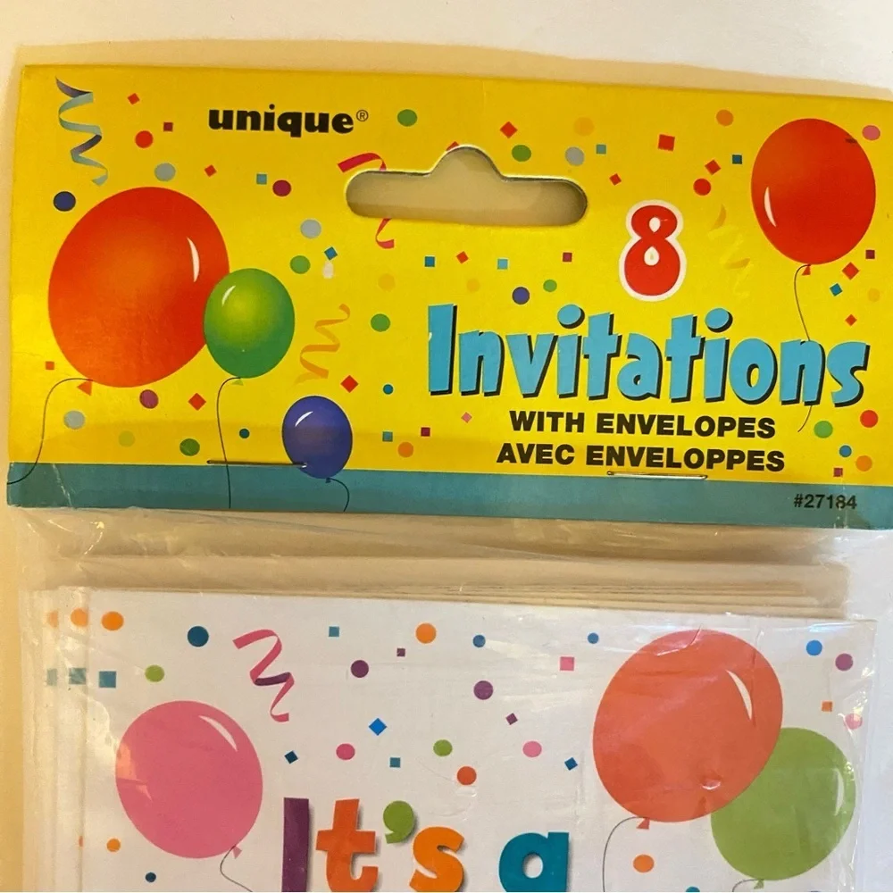 8 Colorful Birthday Party Invitations with Envelopes - Picture 3 of 4